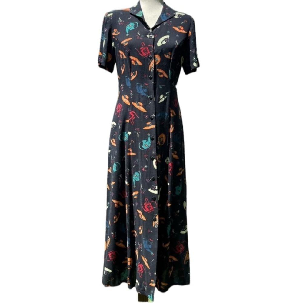 Vintage Sag Harbor Print Short Sleeve Dress